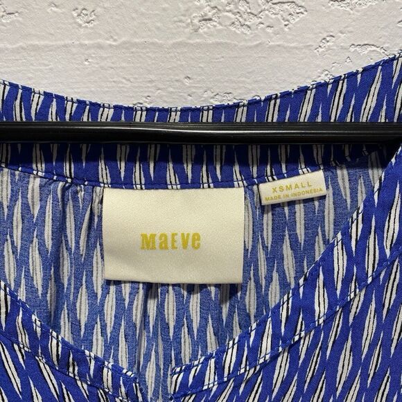 Maeve Anthropologie Lila Tunic Top Women’s XS Blue Tiered Pockets 3/4 Sleeve - Picture 4 of 9